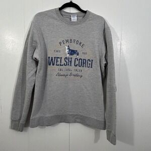Port & Company Welsh Corgi Graphic Sweatshirt Gray Crewneck Medium PC5400